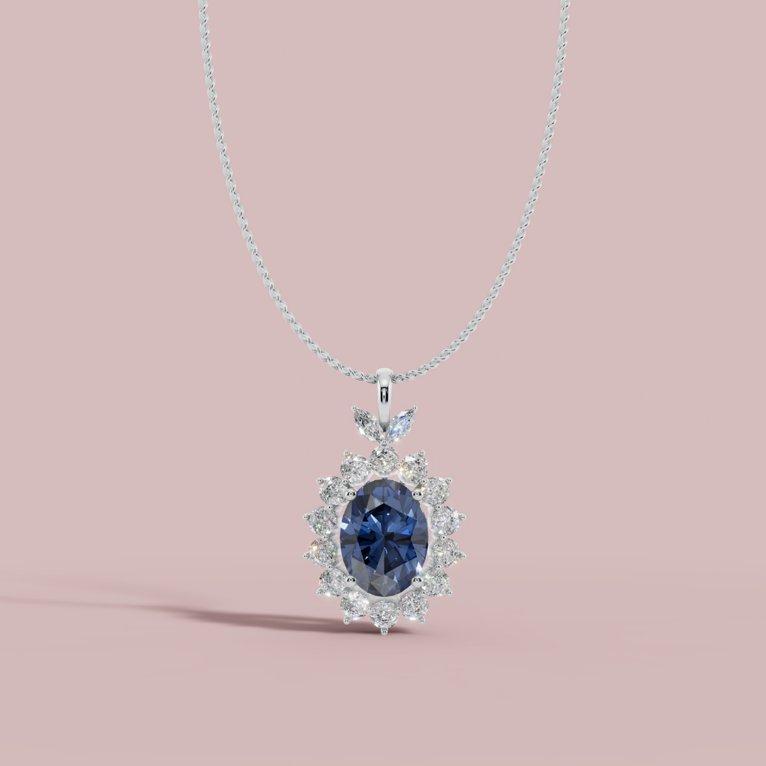 The Blumee Blue Vibrant 925 Pure Silver Necklace My Store