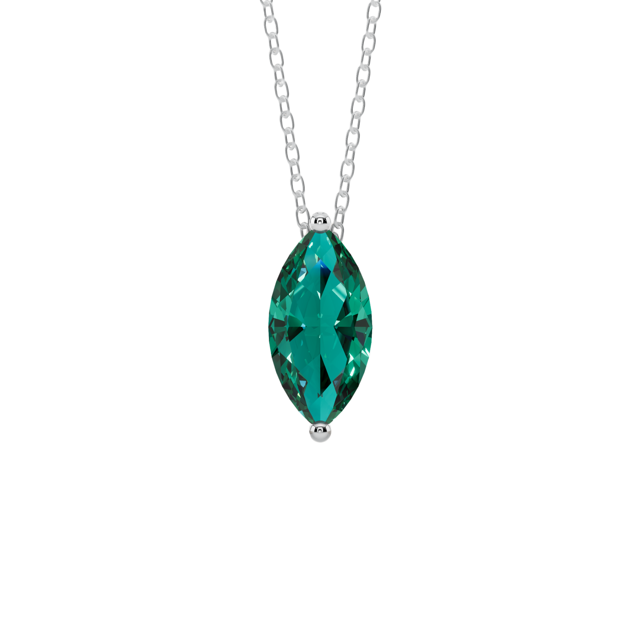 Green Marquise Solitaire 925 Silver Necklace | Velmé