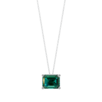 Green Emerald Solitaire 925 Silver Necklace | Velmé