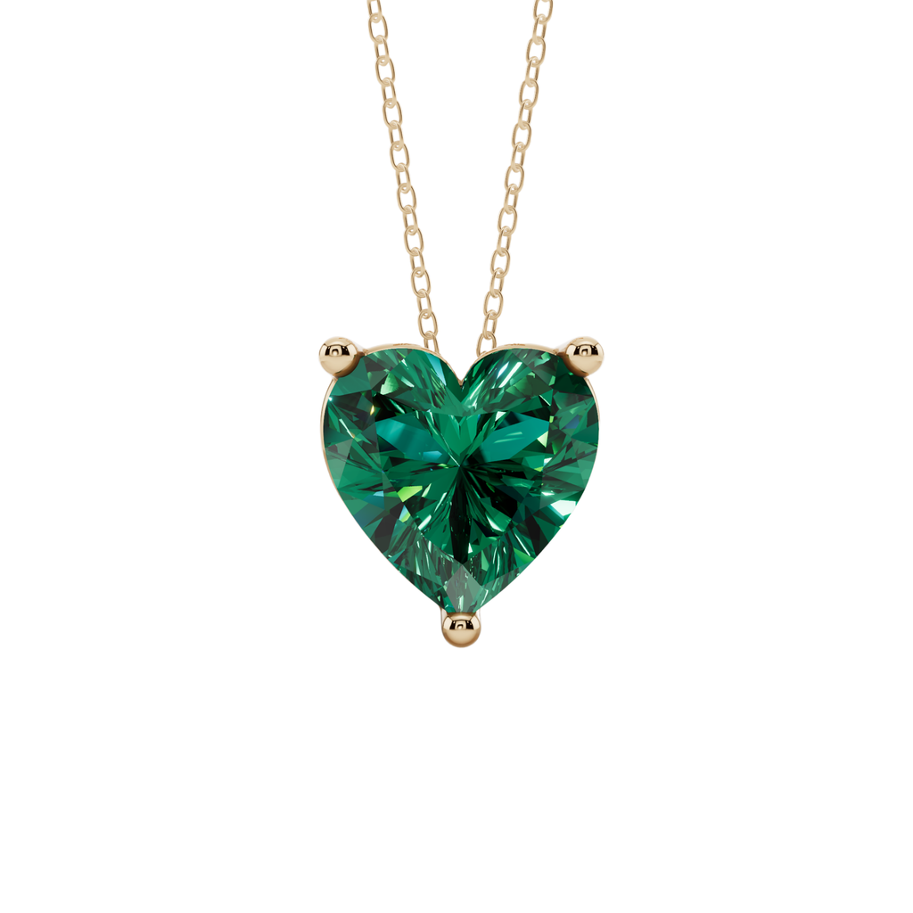 Green Heart Solitaire 925 Silver Necklace | Velmé