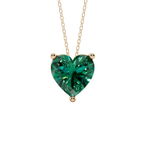 Green Heart Solitaire 925 Silver Necklace | Velmé