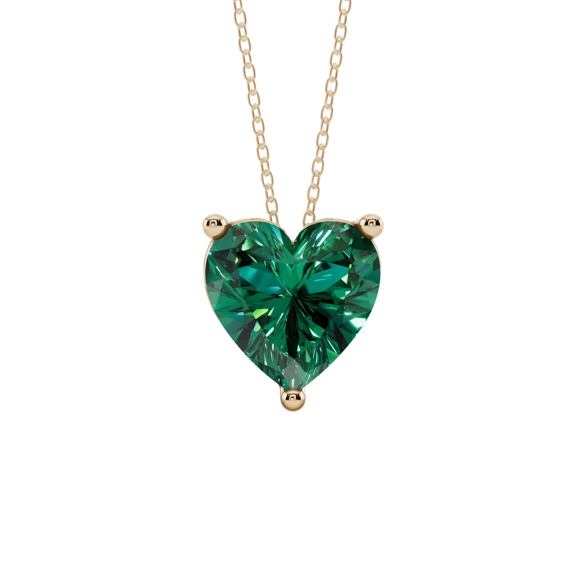 Green Heart Solitaire 925 Silver Necklace | Velmé