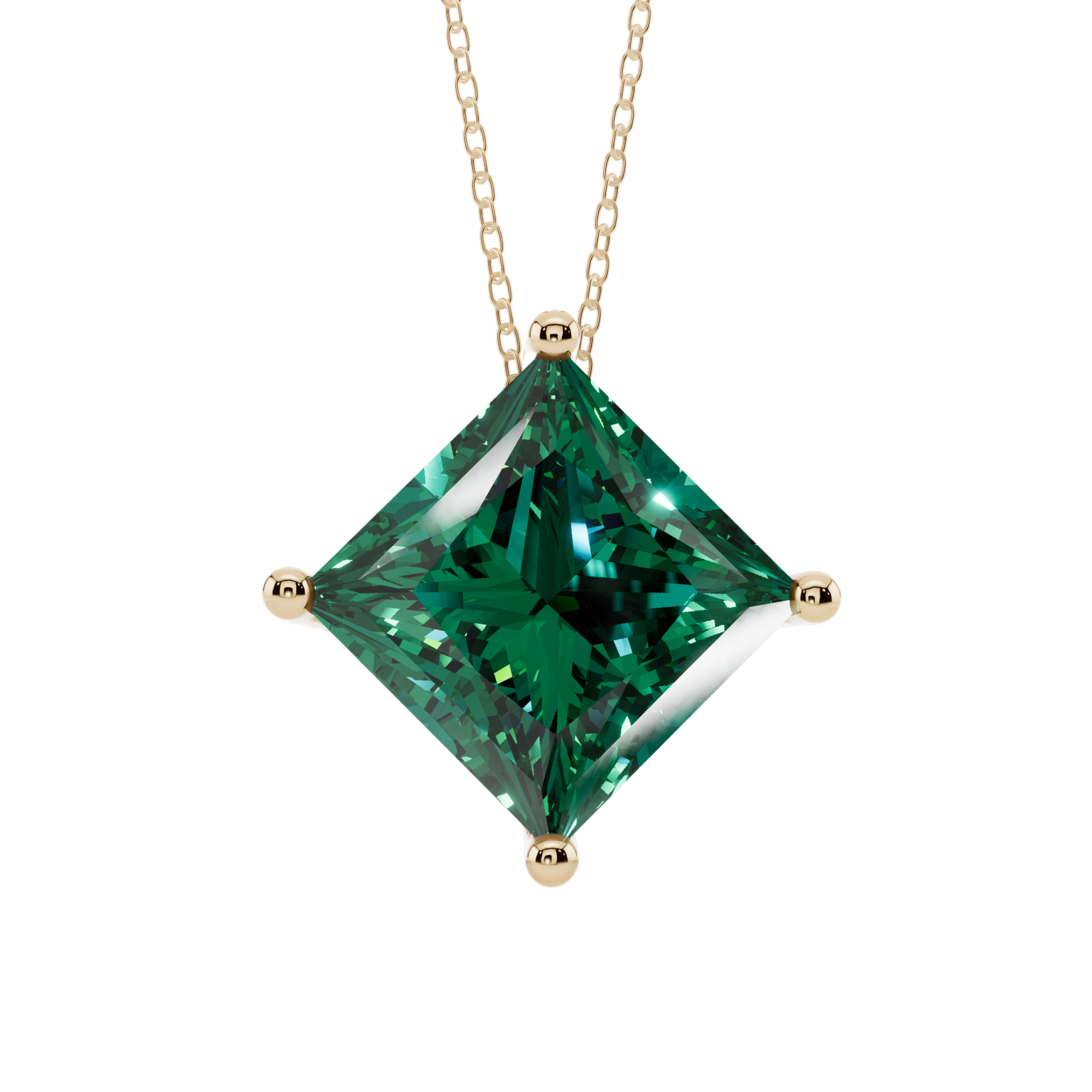 Green Bold Princess Solitaire 925 Silver Necklace | Velmé