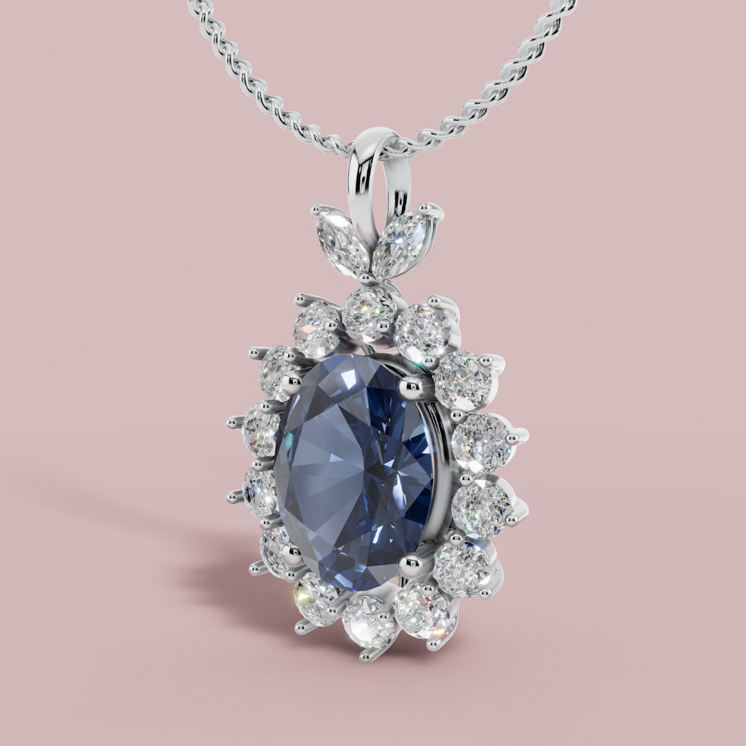 The Blumee Blue Vibrant 925 Pure Silver Necklace My Store