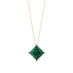 Green Bold Princess Solitaire 925 Silver Necklace | Velmé