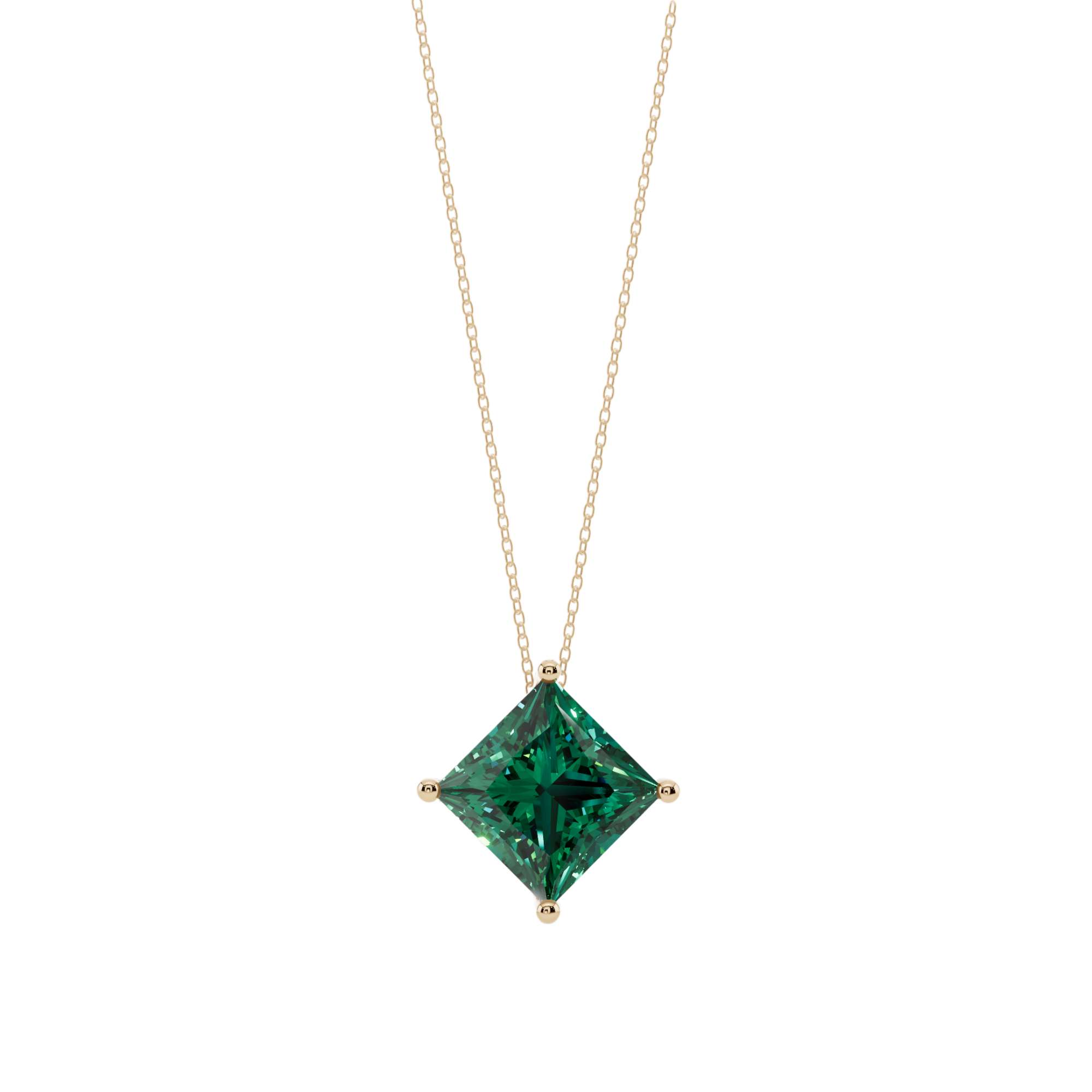 Green Bold Princess Solitaire 925 Silver Necklace | Velmé
