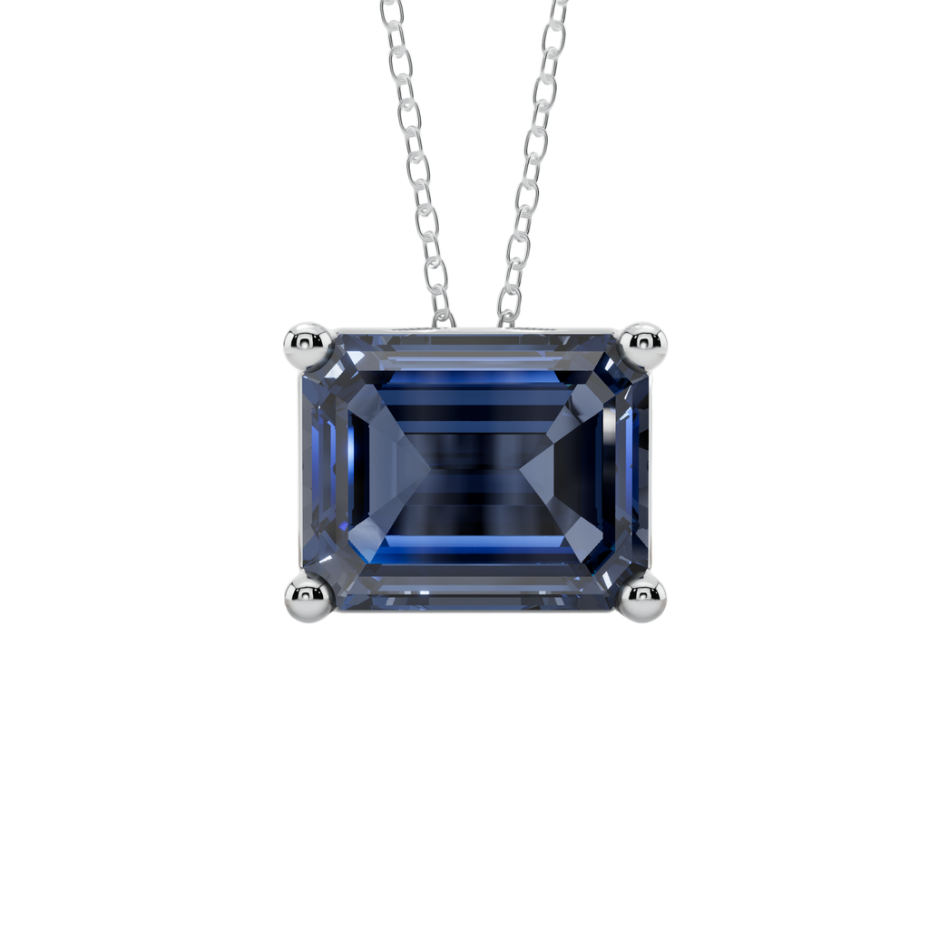 Blue Emerald Solitaire 925 Silver Necklace | Velmé
