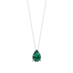Green Pear Solitaire 925 Silver Necklace | Velmé