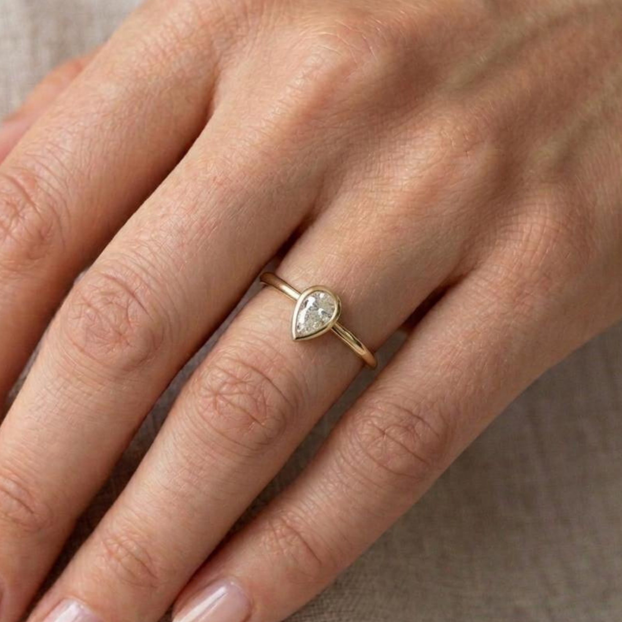 The Pear Bezel Solitaire Ring| Velmé