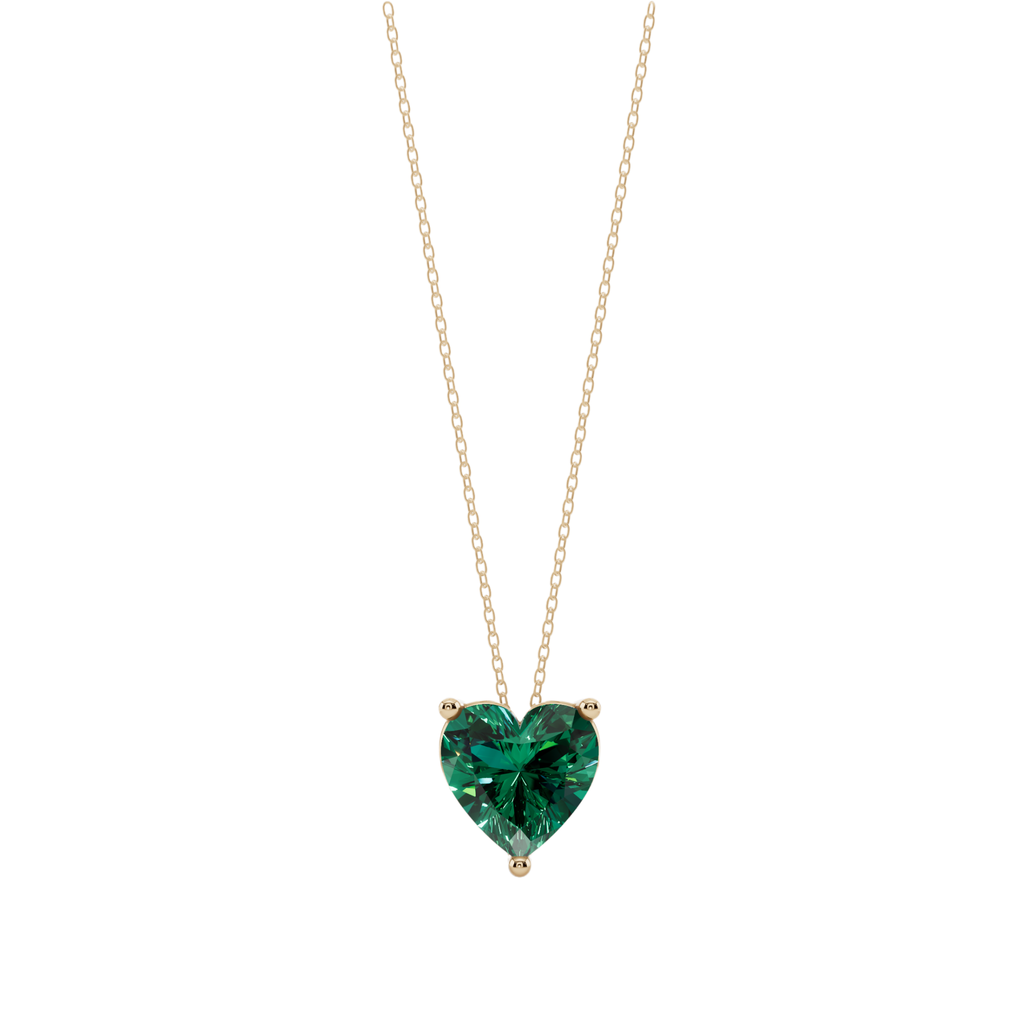Green Heart Solitaire 925 Silver Necklace | Velmé