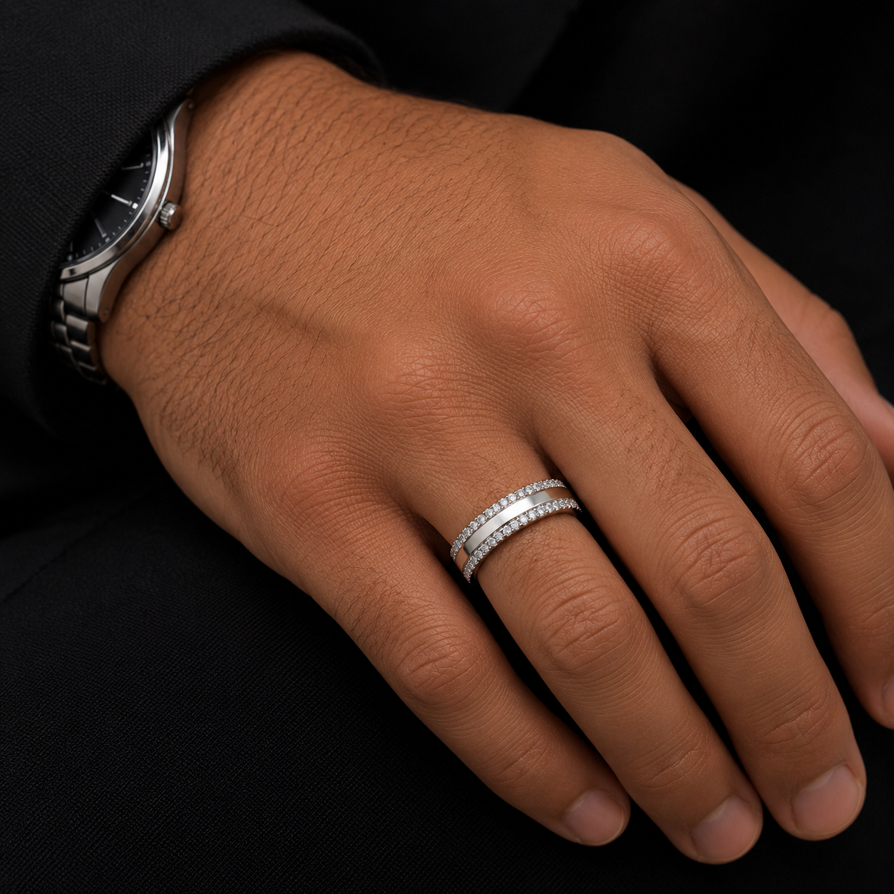 Infinity Pavé Men’s 925 Silver Ring | Velmé