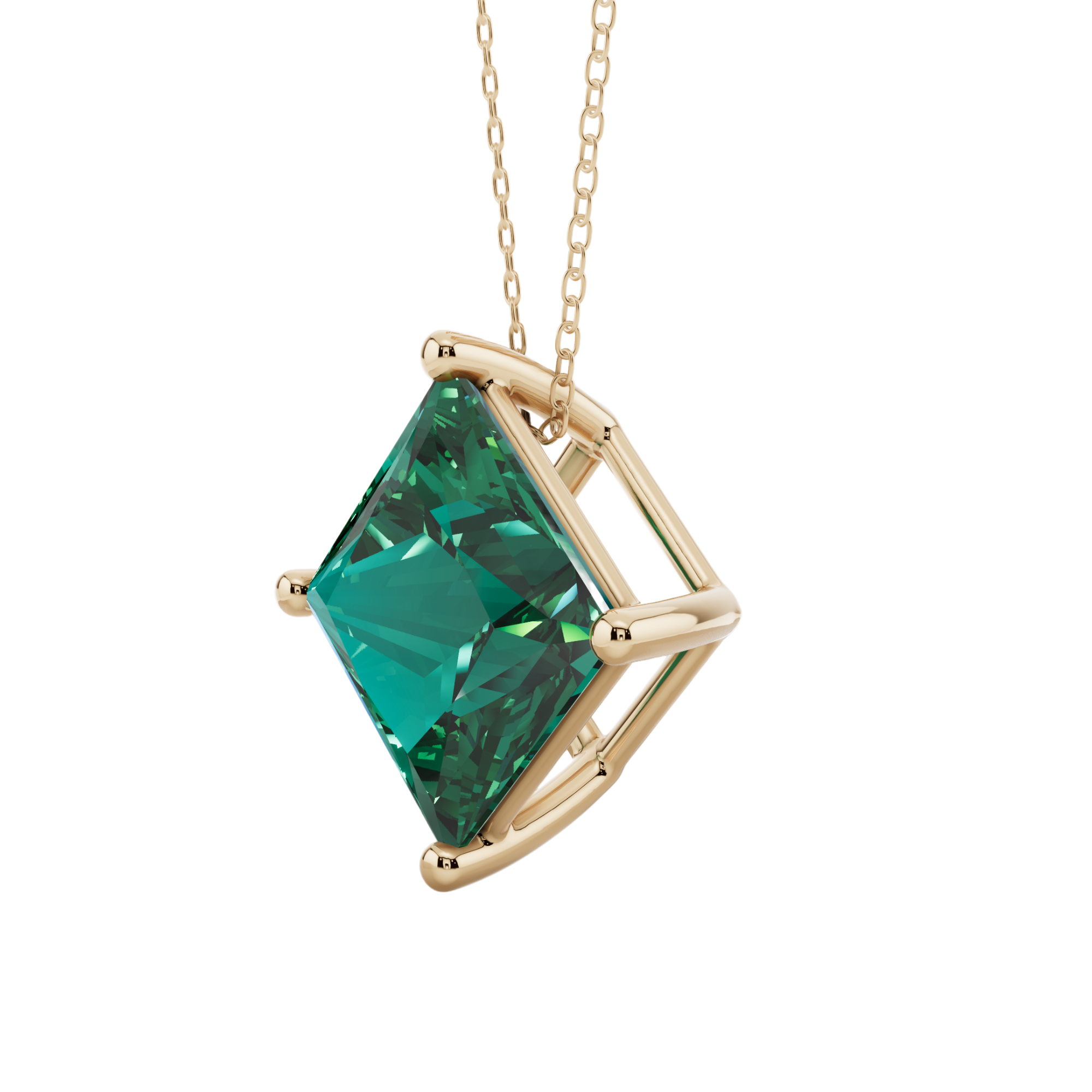 Green Bold Princess Solitaire 925 Silver Necklace | Velmé