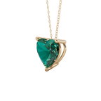 Green Heart Solitaire 925 Silver Necklace | Velmé