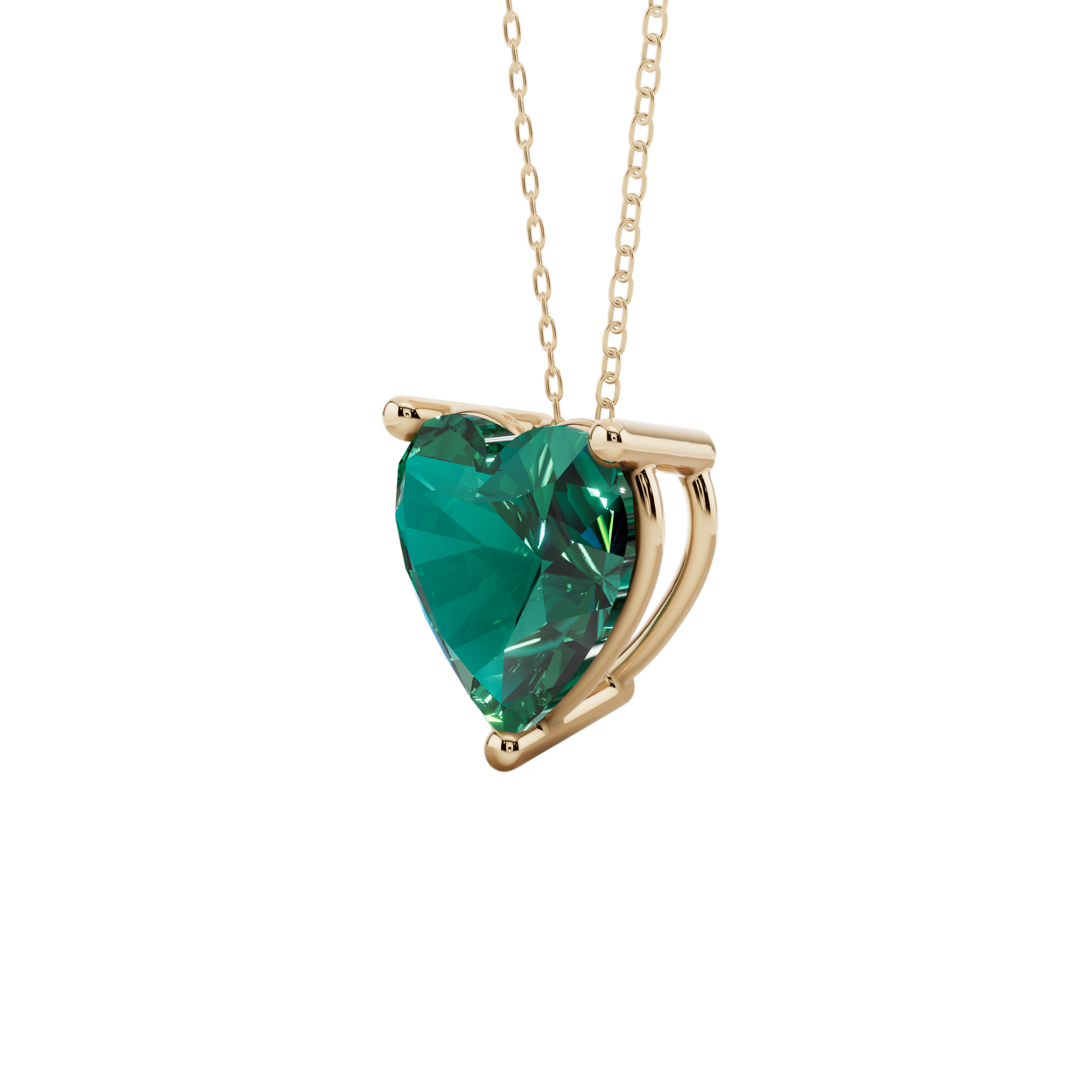 Green Heart Solitaire 925 Silver Necklace | Velmé