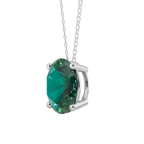 Green Oval Solitaire 925 Silver Necklace | Velmé