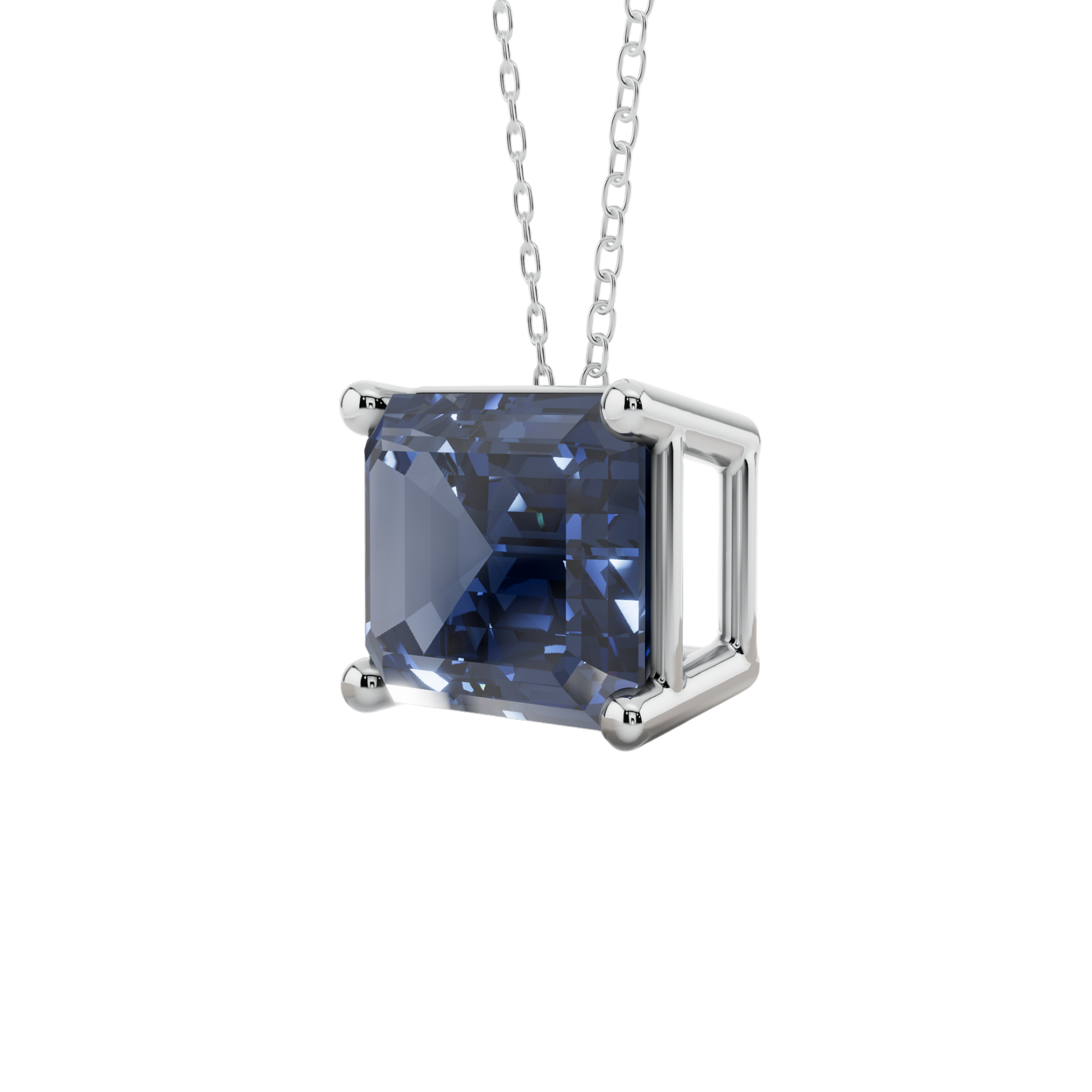 Blue Emerald Solitaire 925 Silver Necklace | Velmé