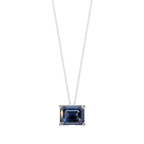Blue Emerald Solitaire 925 Silver Necklace | Velmé
