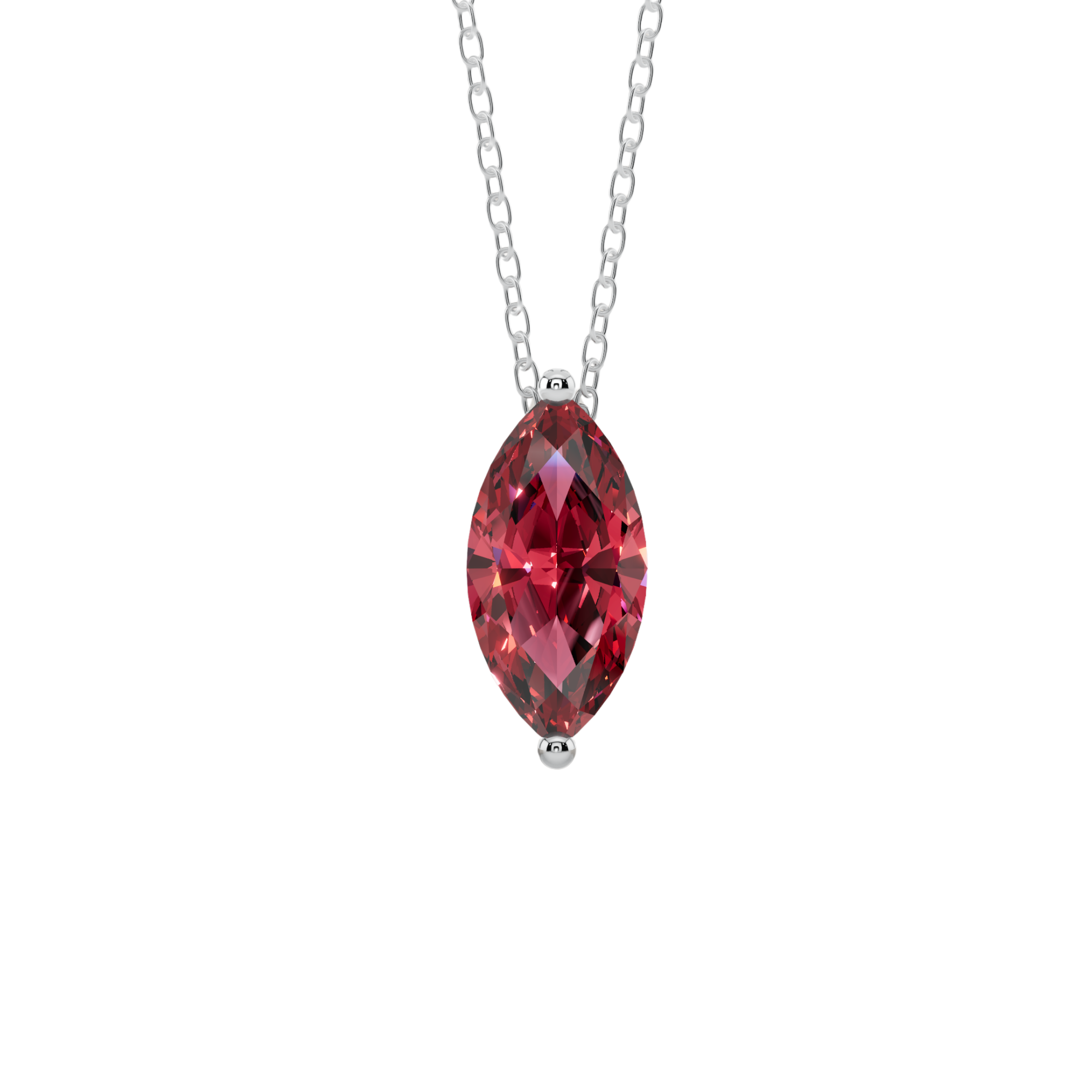 Red Marquise Solitaire 925 Silver Necklace | Velmé