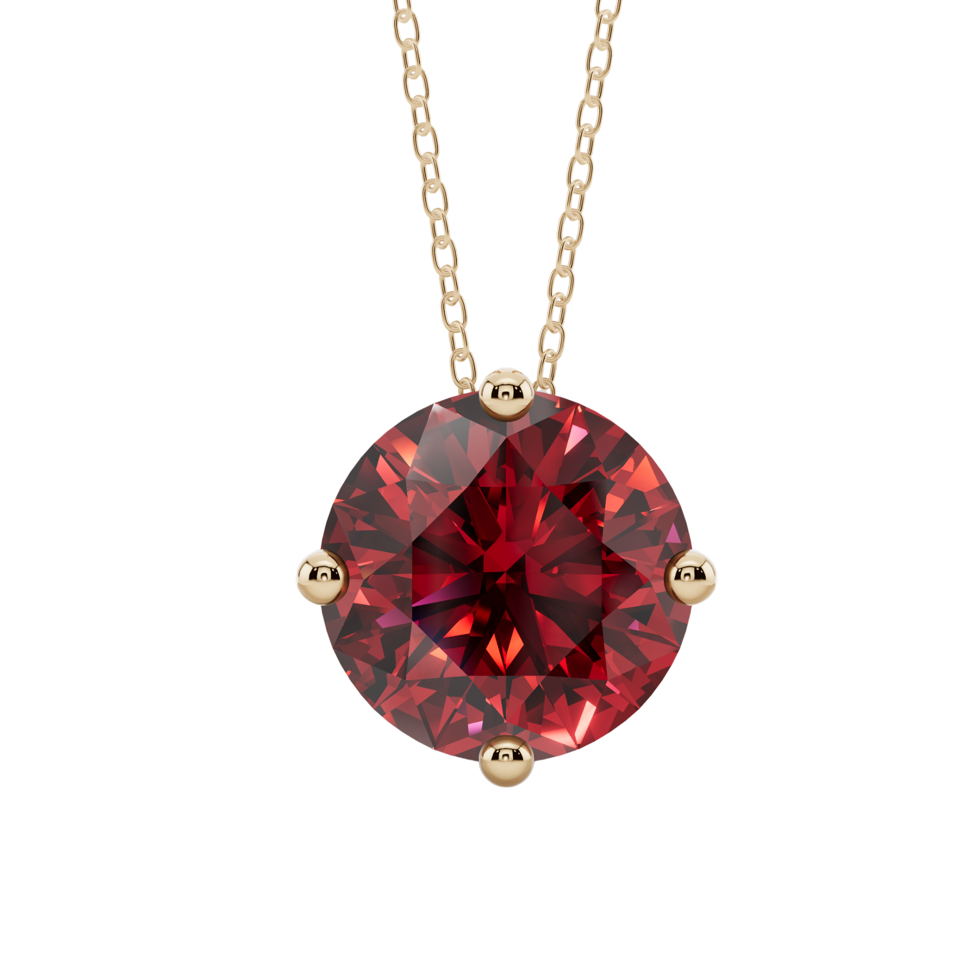 Red Round Solitaire 925 Silver Necklace | Velmé