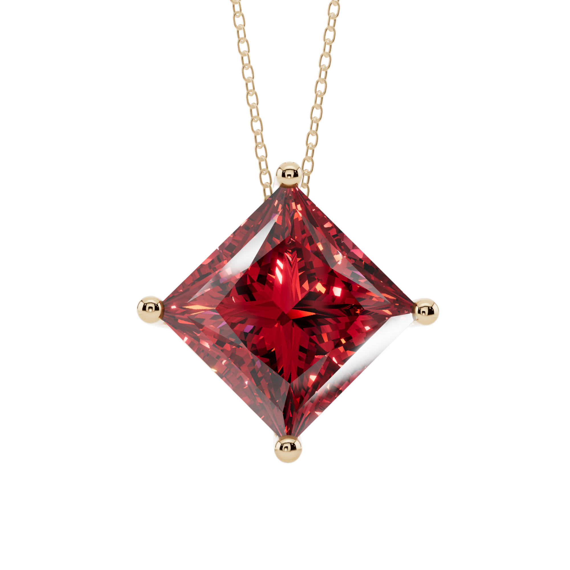Red Princess Solitaire 925 Silver Necklace | Velmé