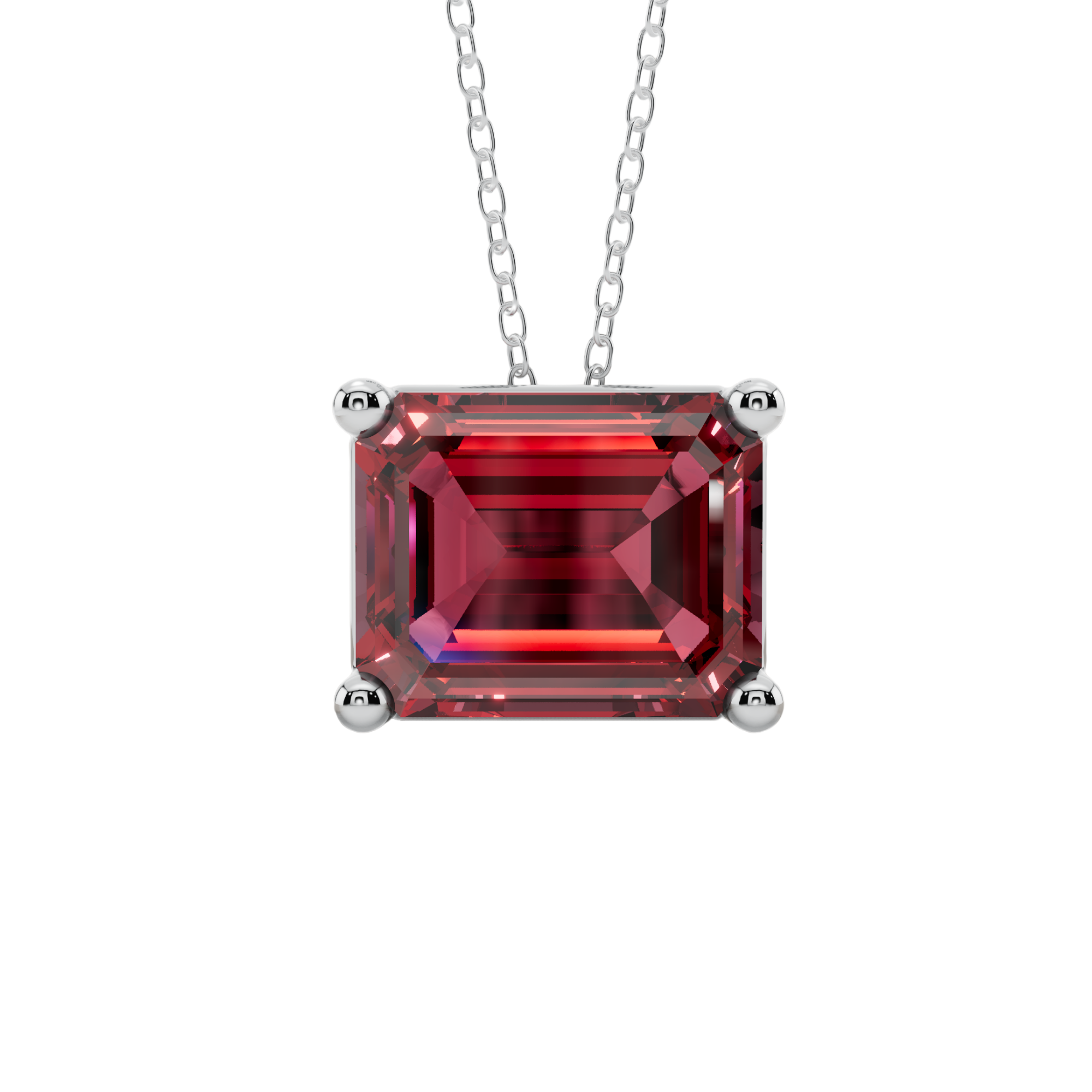 Red Emerald Solitaire 925 Silver Necklace | Velmé