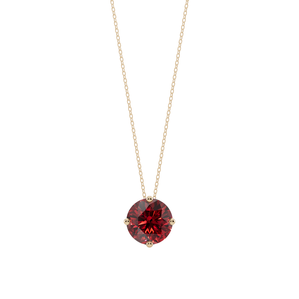 Red Round Solitaire 925 Silver Necklace | Velmé