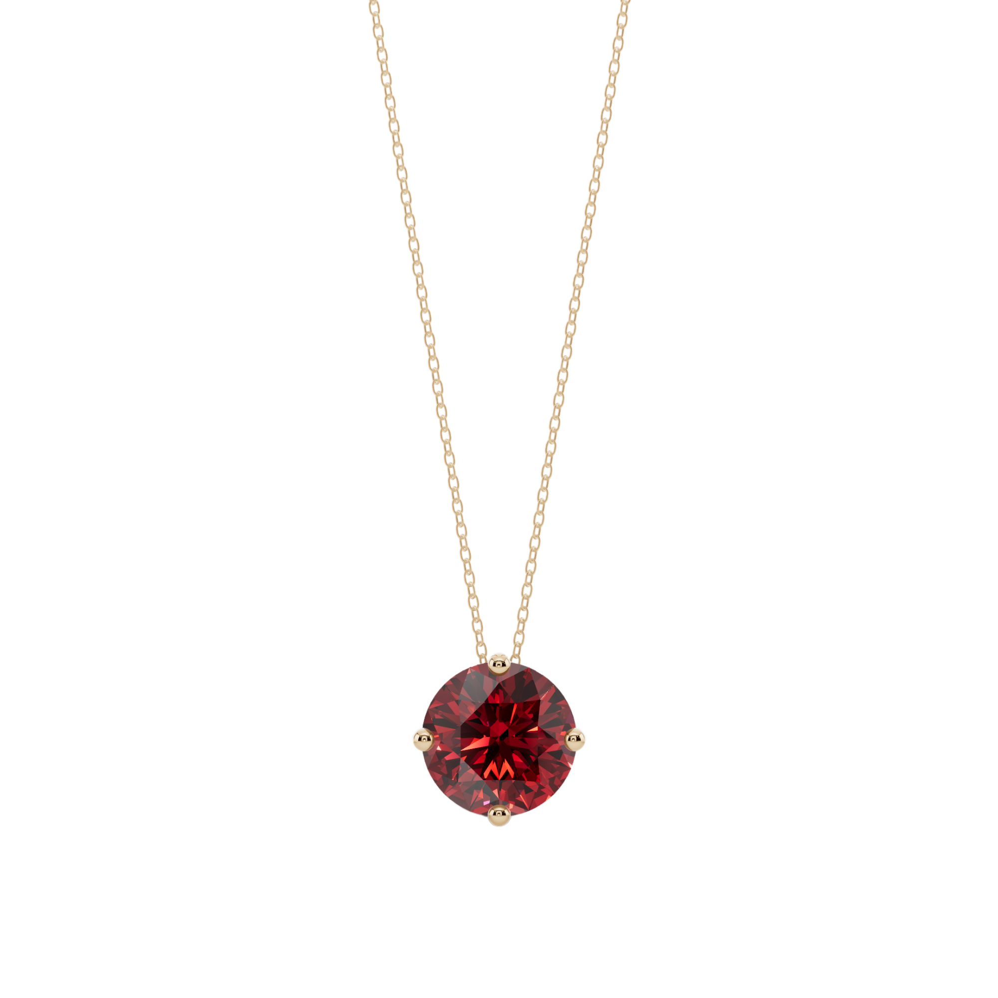 Red Round Solitaire 925 Silver Necklace | Velmé