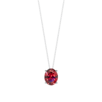 Red Oval Solitaire 925 Silver Necklace | Velmé