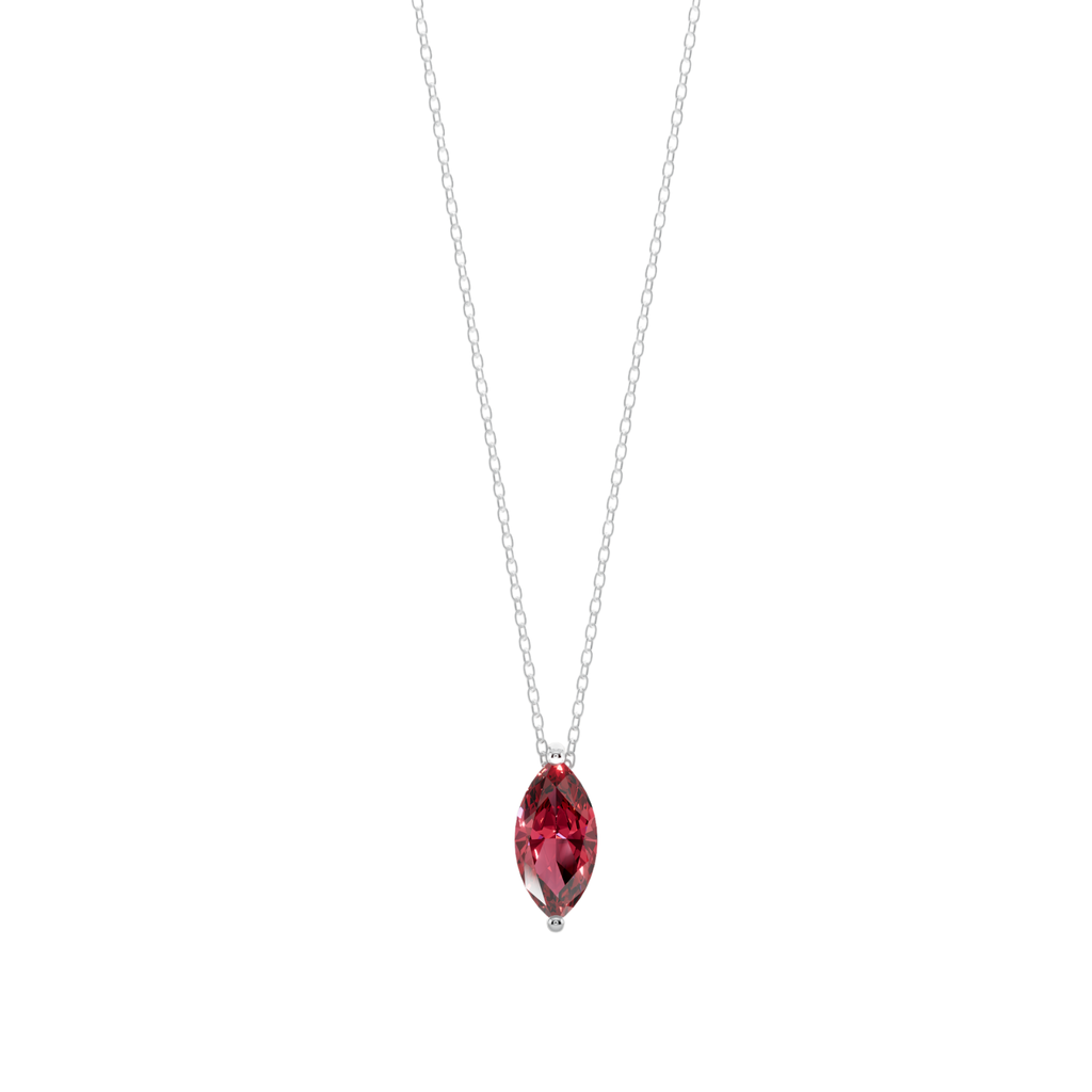 Red Marquise Solitaire 925 Silver Necklace | Velmé