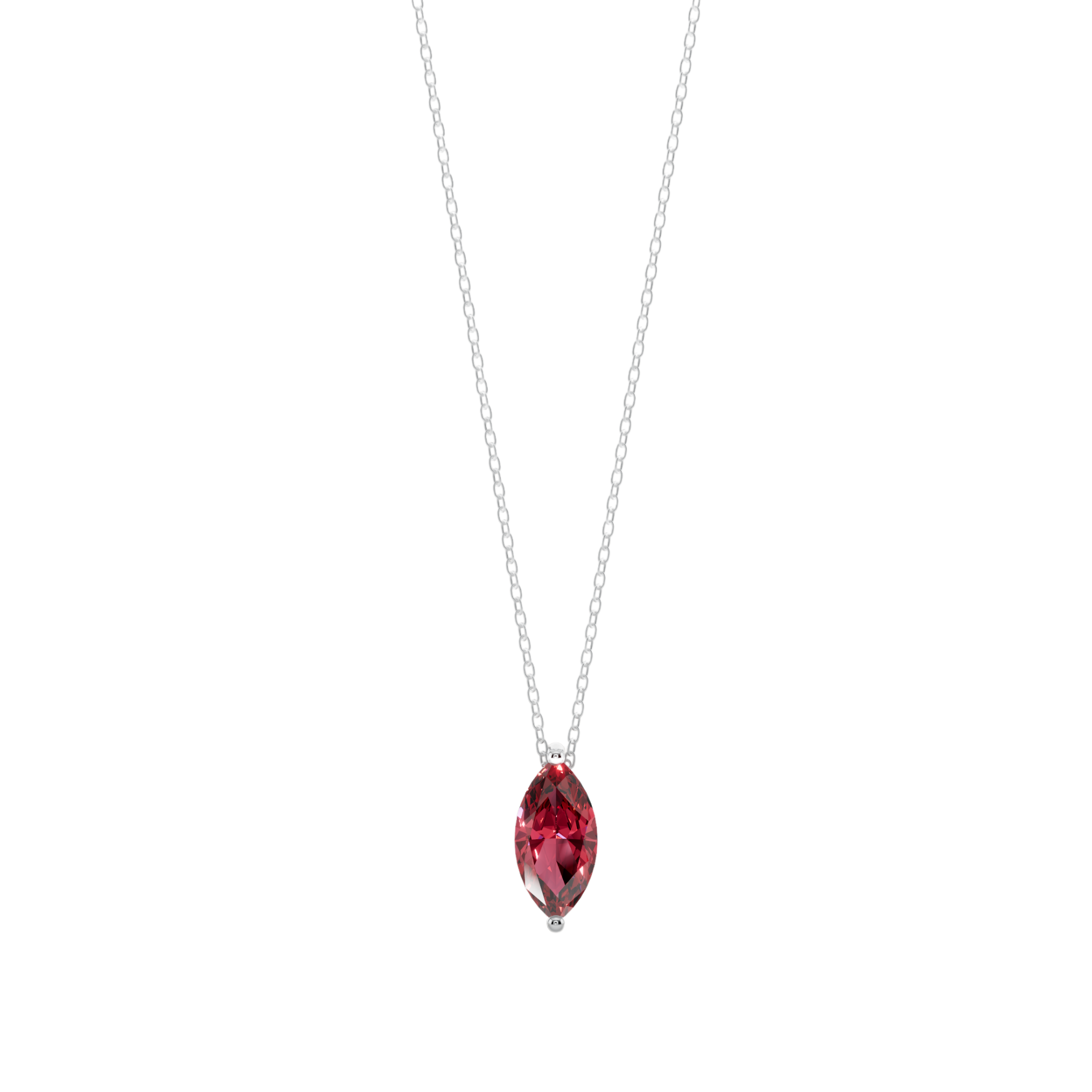 Red Marquise Solitaire 925 Silver Necklace | Velmé