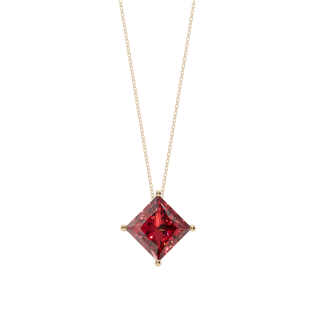 Red Princess Solitaire 925 Silver Necklace | Velmé