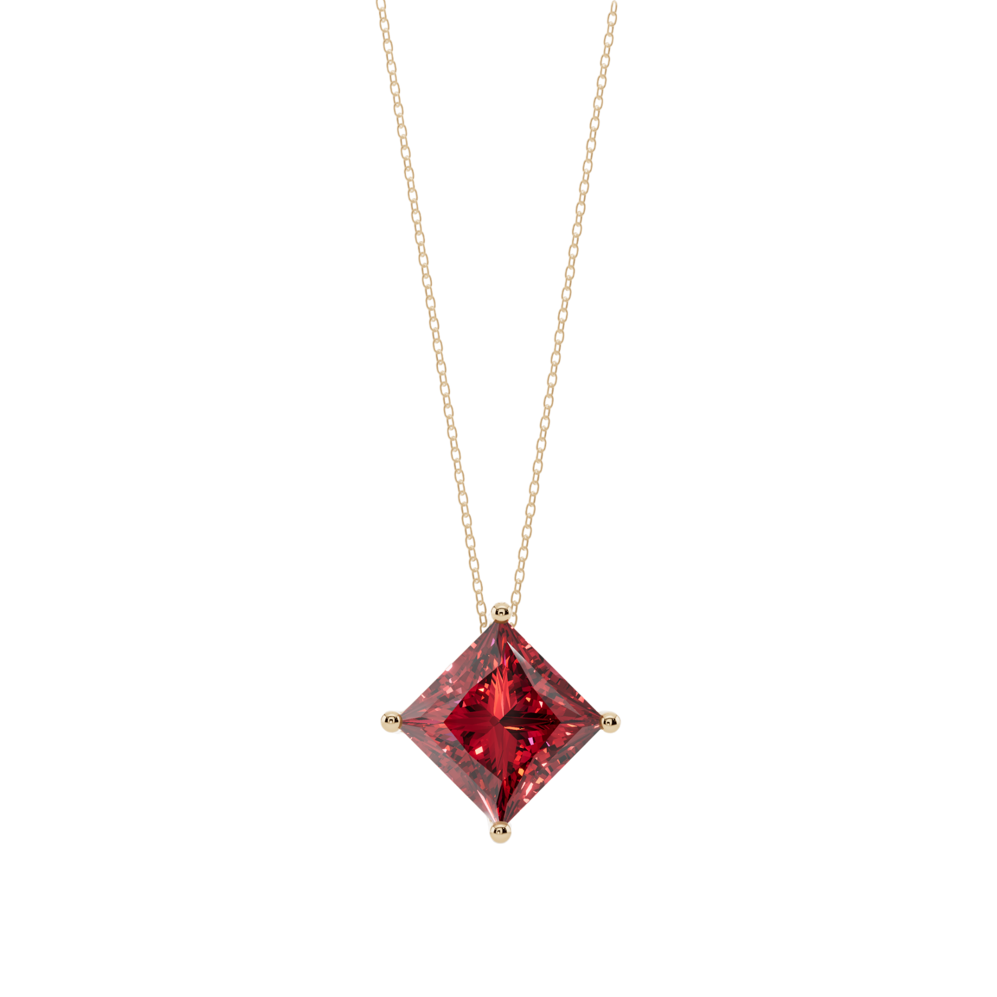 Red Princess Solitaire 925 Silver Necklace | Velmé