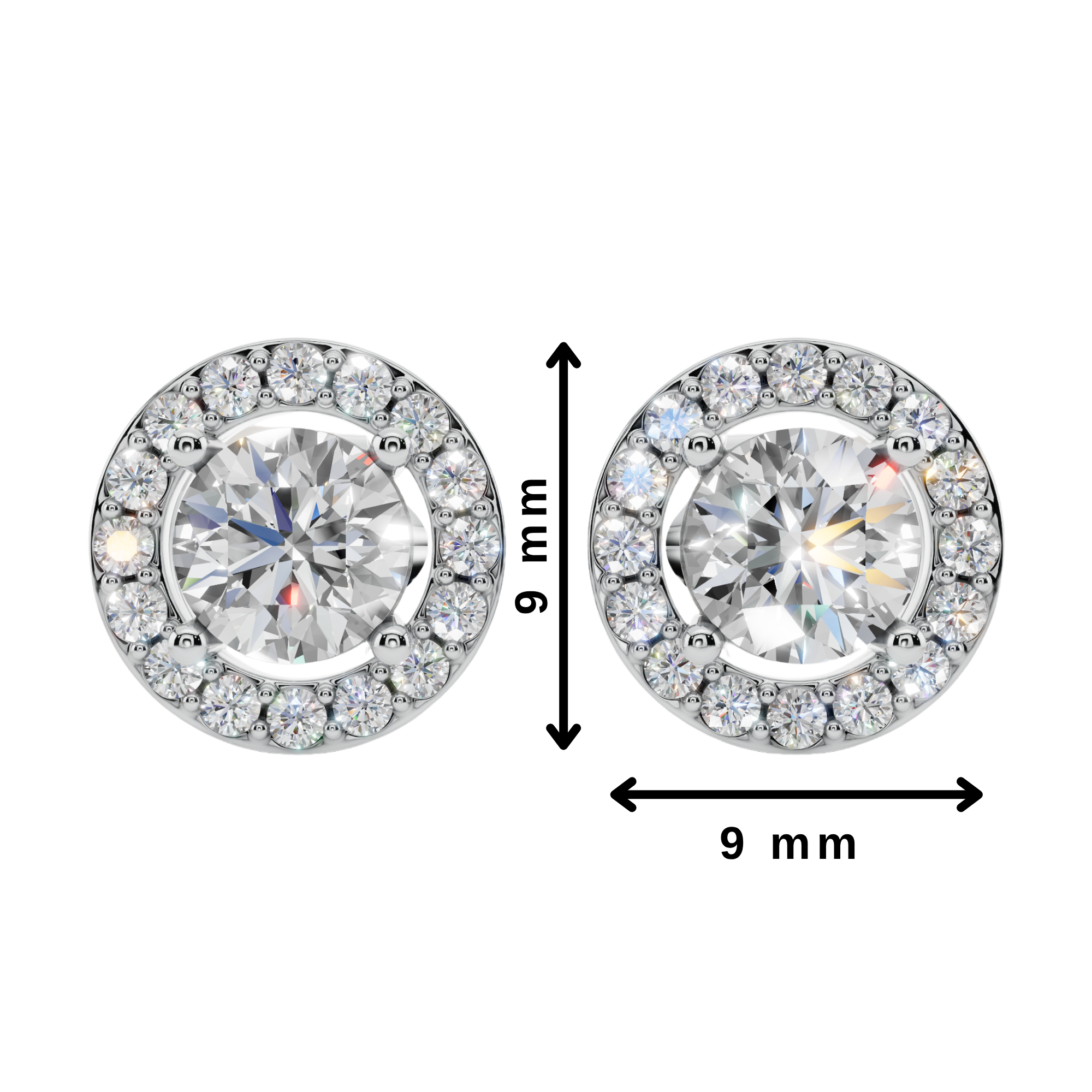 Classic Halo Solitaire Round Earrings | Velmé