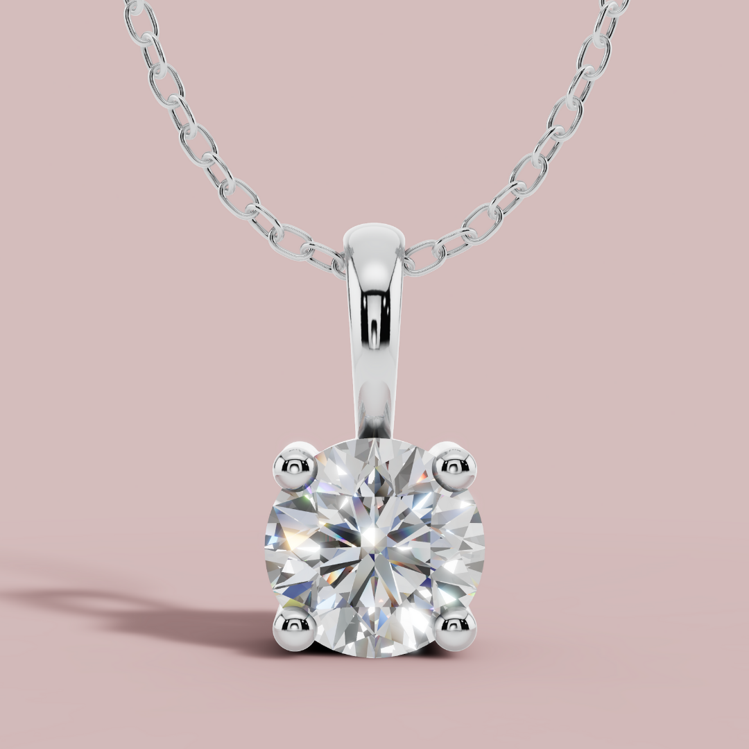 Classic Round Solitaire 925 Pure Silver Necklace My Store