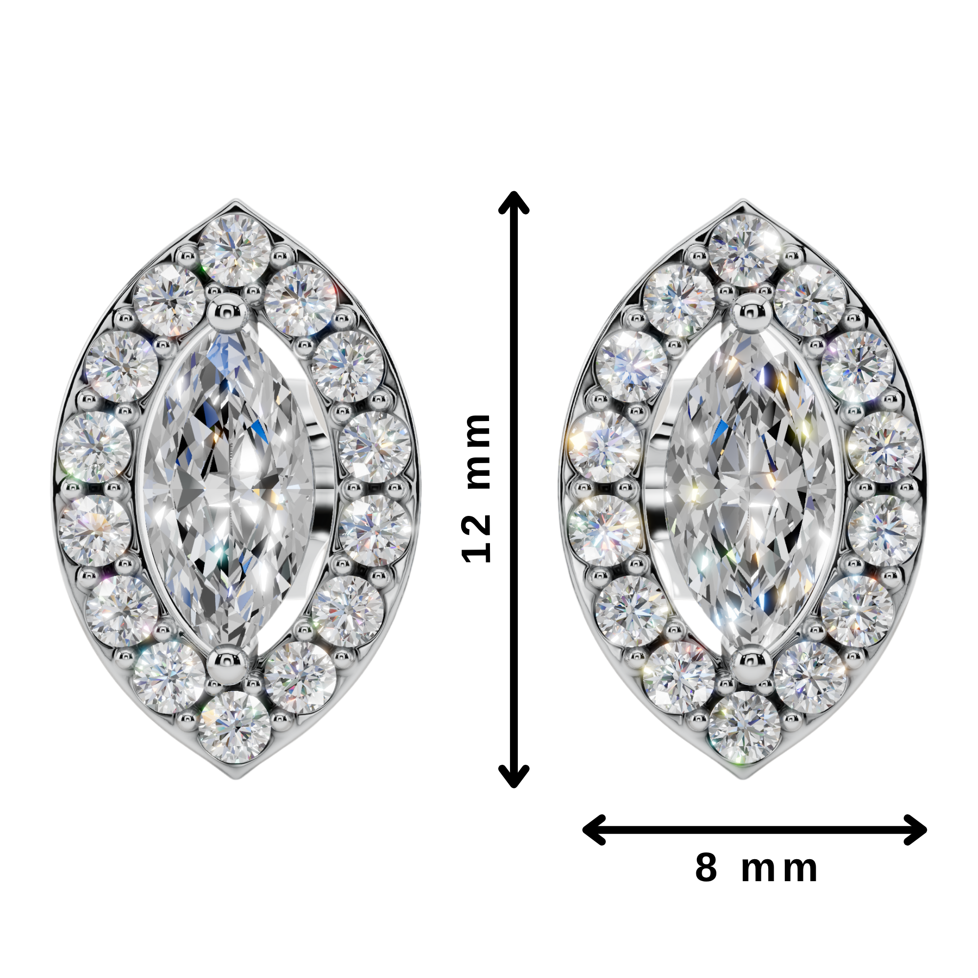 Classic Halo Solitaire Marquise Earrings | Velmé