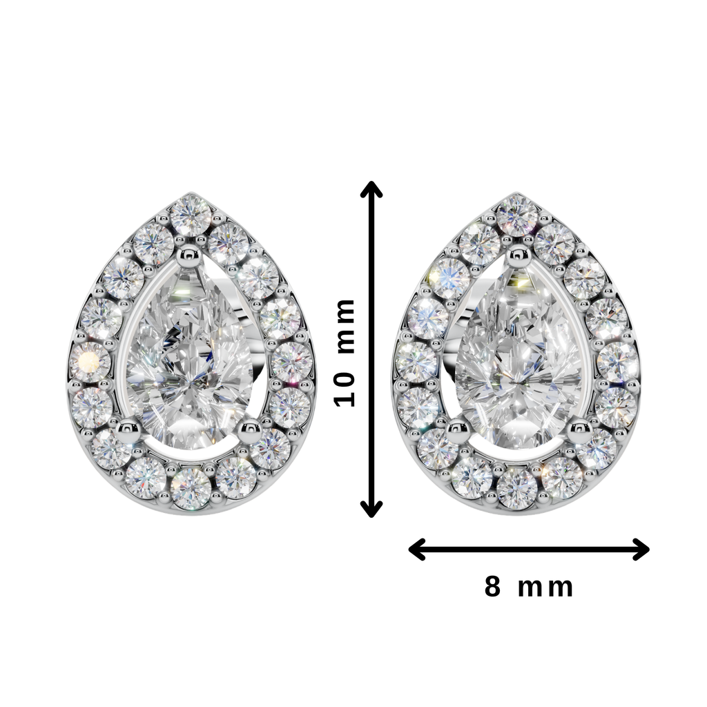 Classic Halo Solitaire Pear Earrings | Velmé