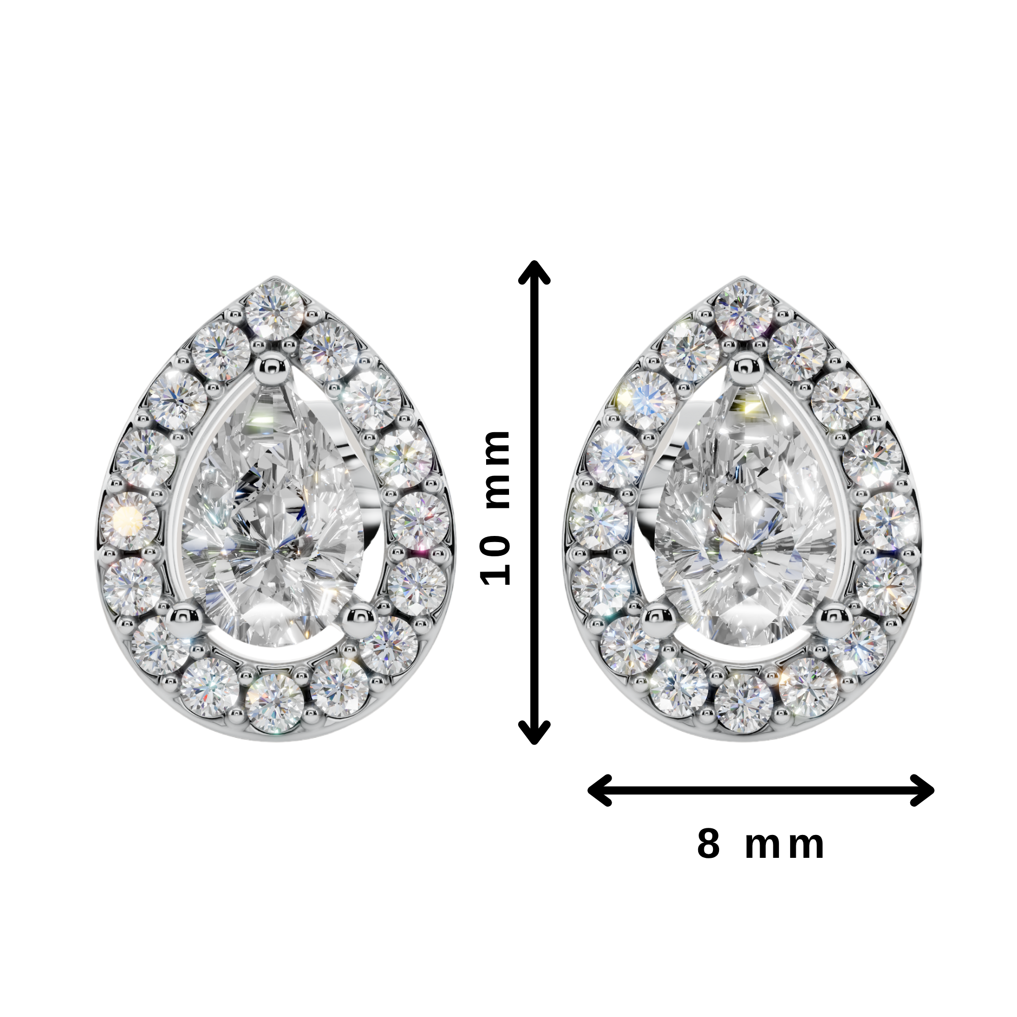 Classic Halo Solitaire Pear Earrings | Velmé
