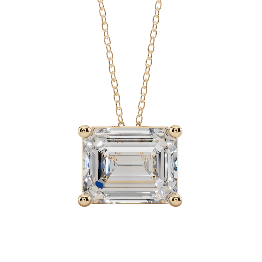 Luxe Emerald-Cut Solitaire 925 Silver Necklace | Velmé