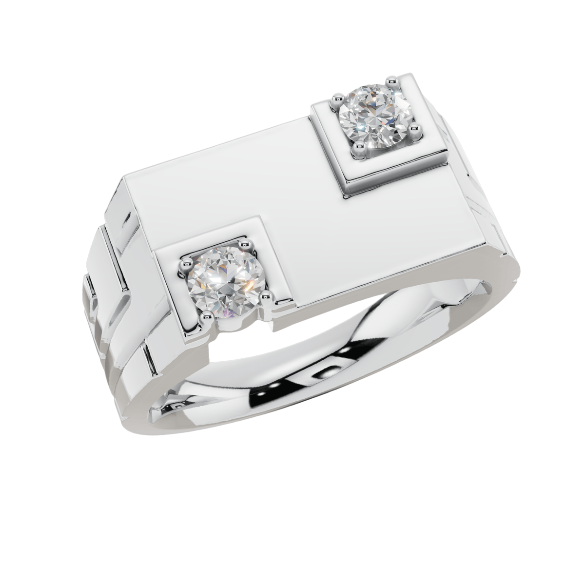 VELMÉ Duo 925 Silver Men’s Diamond-Style Statement Ring | Velmé