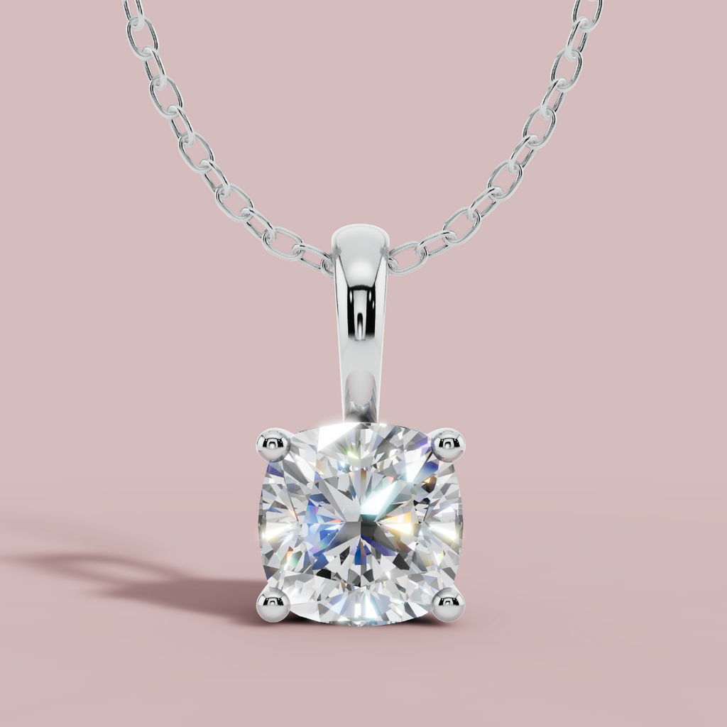 Classic Cushion Solitaire 925 Pure Silver Necklace My Store