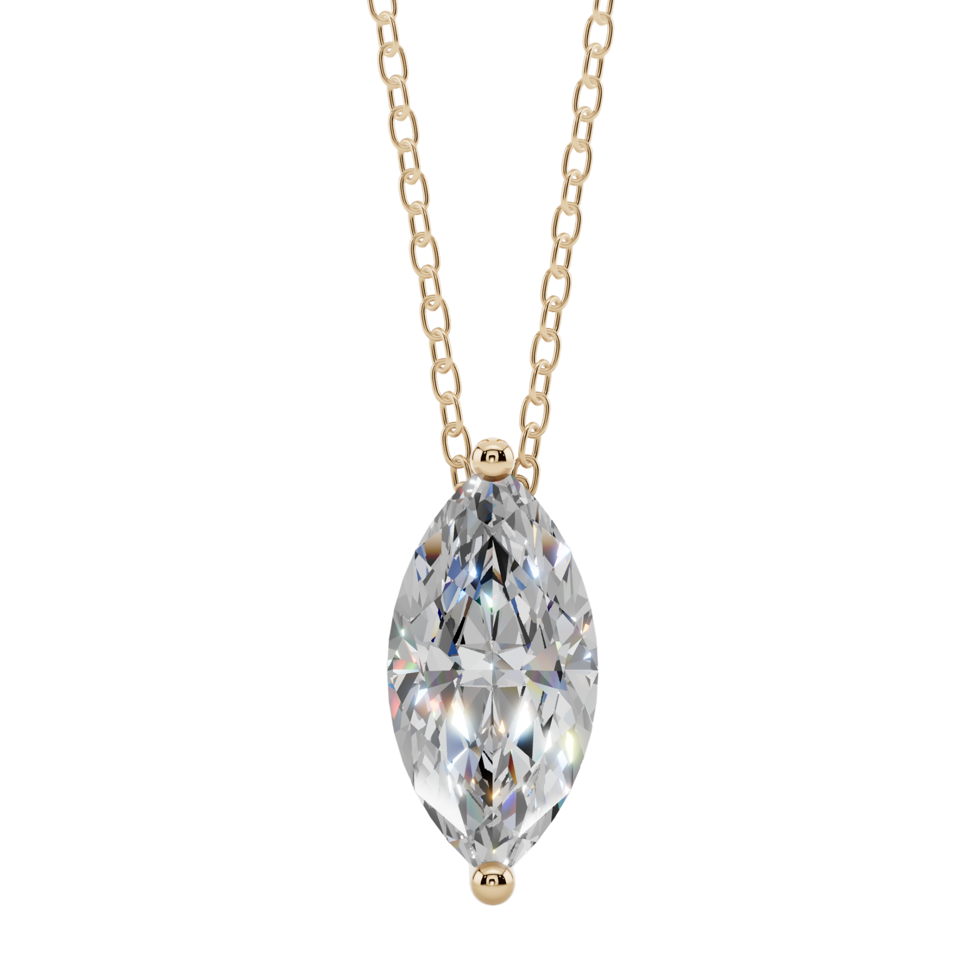 Graceful Marquise Solitaire 925 Silver Necklace | Velmé
