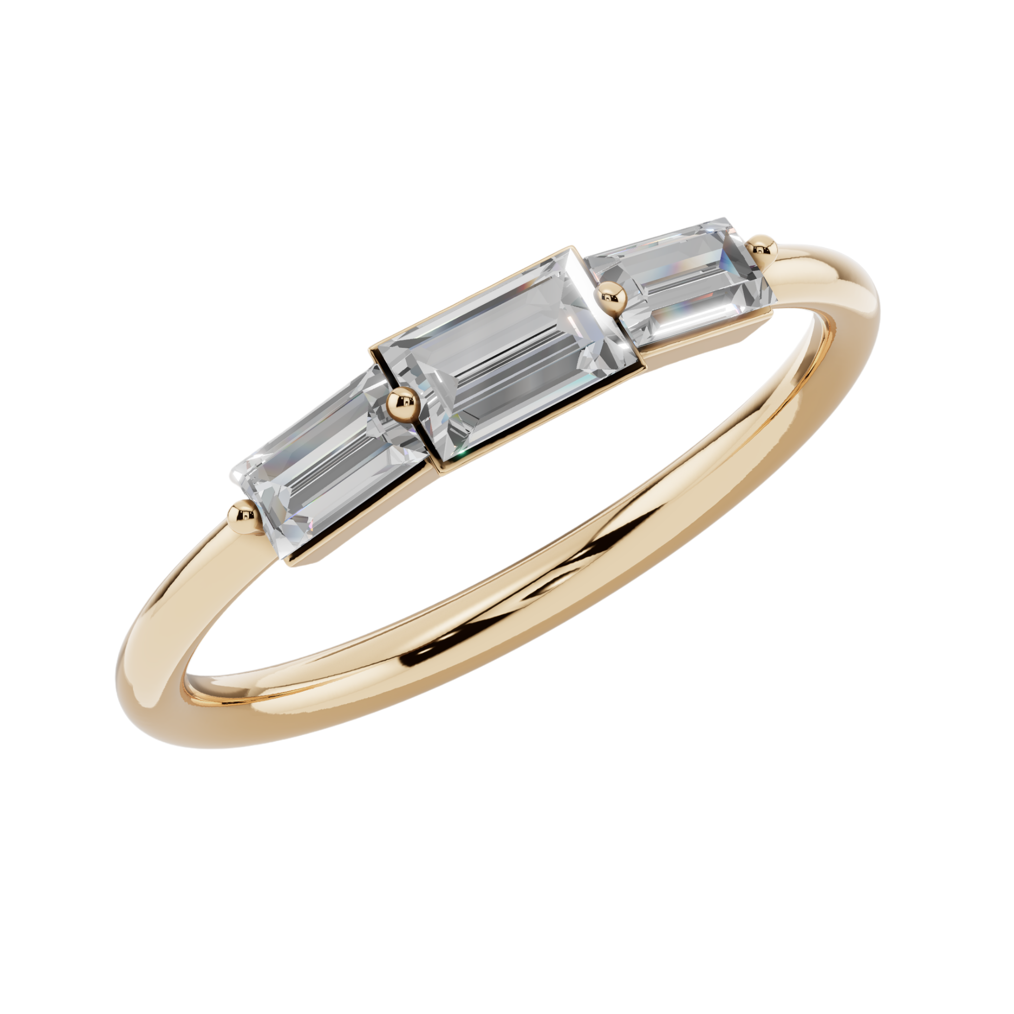 Trinity Baguette Light Ring | 925 Sterling Silver | Velmé