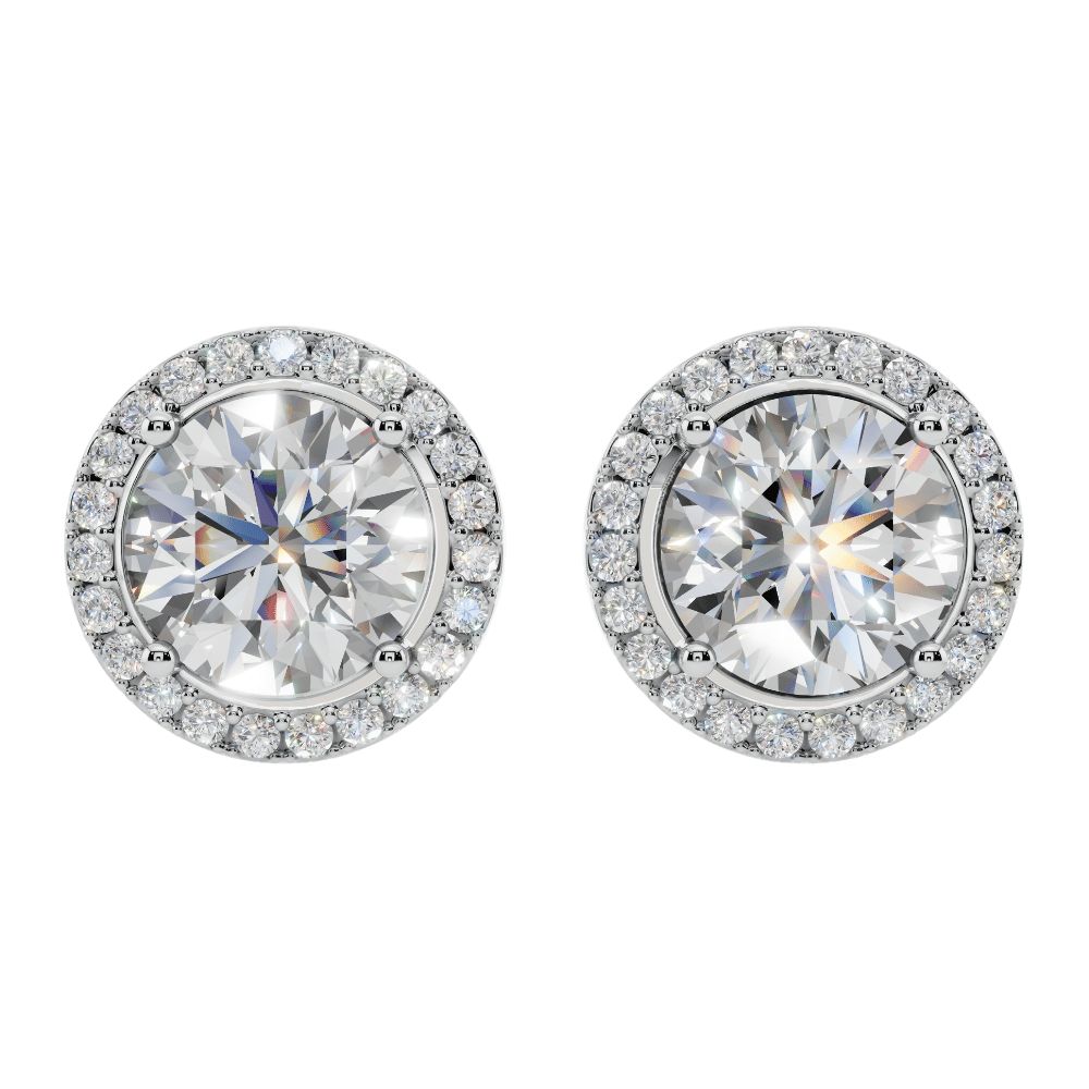 Queens Halo Solitaire Round Earrings | Velmé