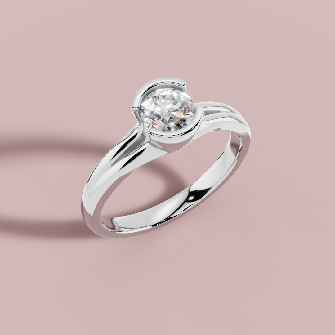 Aurielle Half Bezel 925 Pure Silver Ring My Store