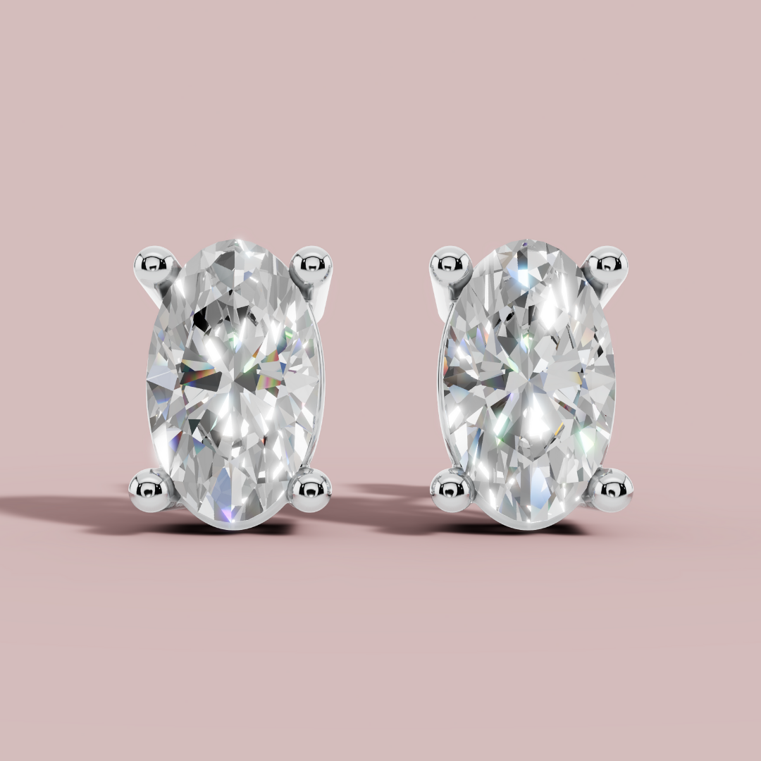 Classic Oval 925 Pure Silver Stud Earrings My Store