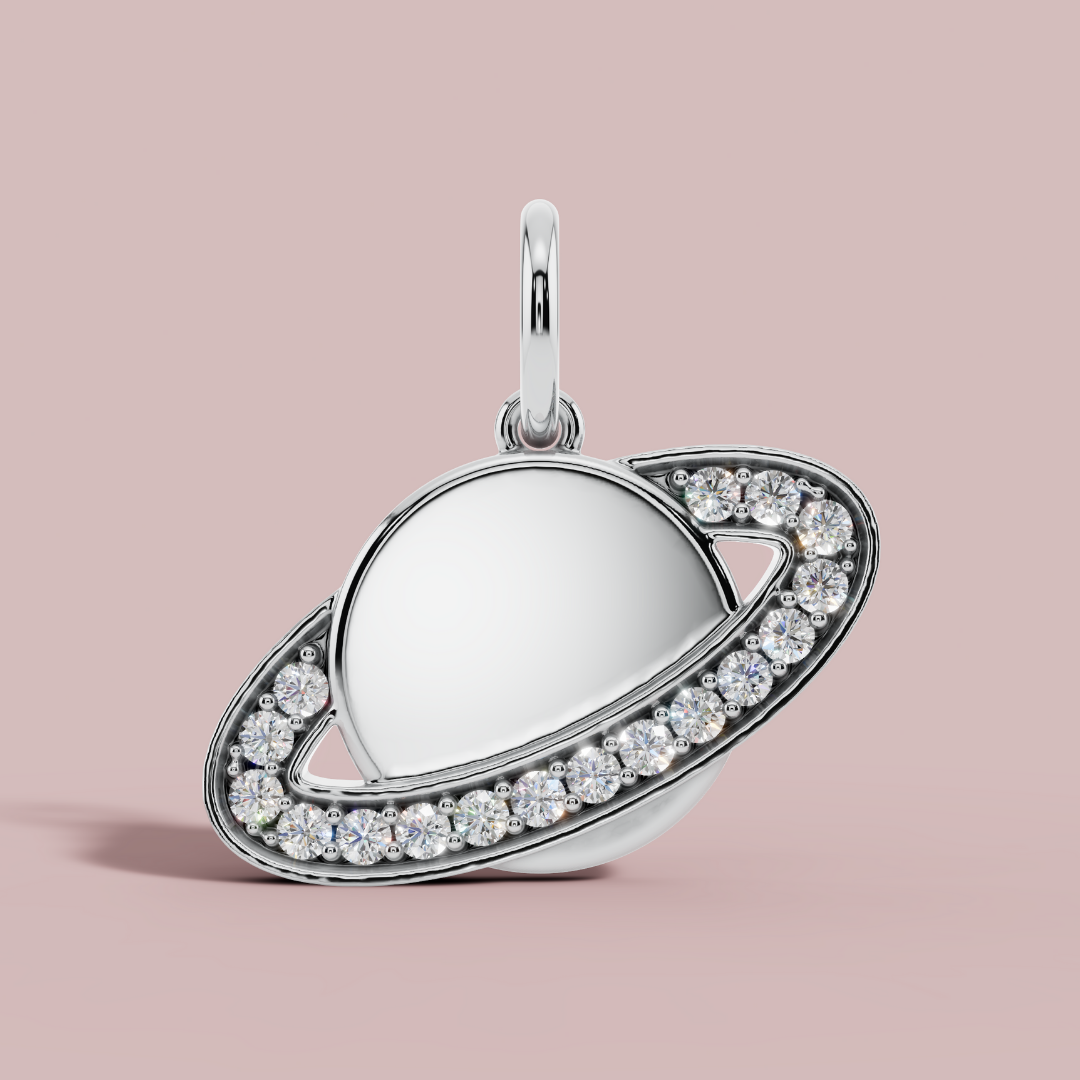 The Planet Saturn Charm 925 Pure Silver Necklace My Store