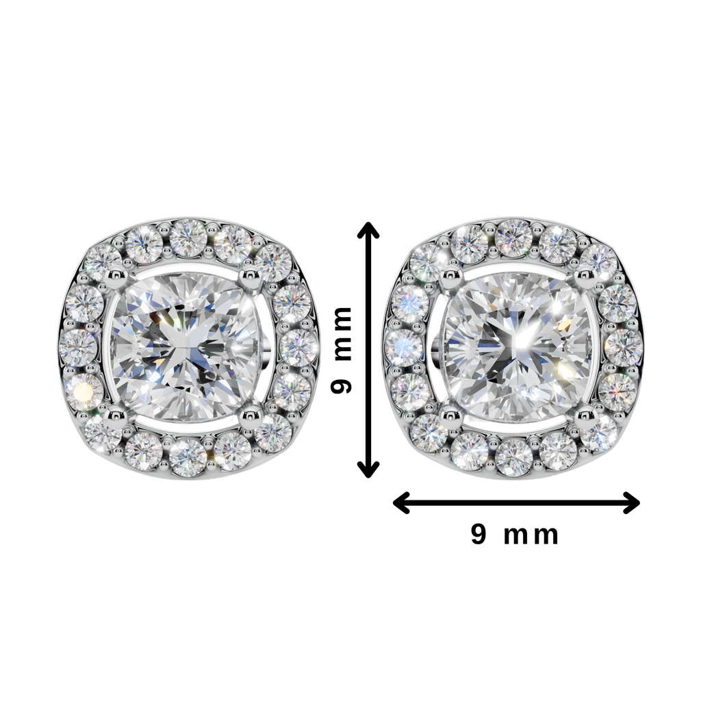 Classic Halo Solitaire Cushion Earrings | Velmé