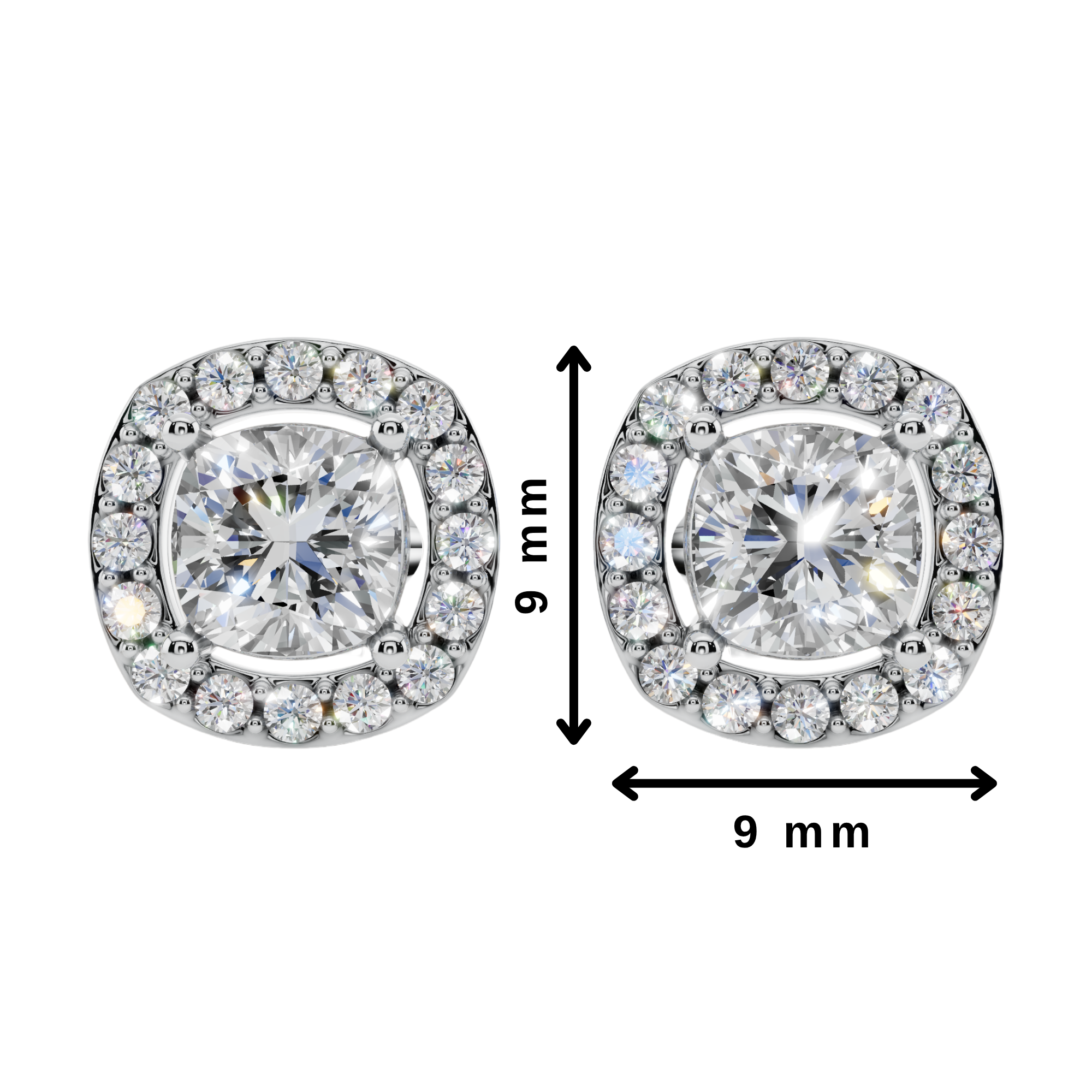 Classic Halo Solitaire Cushion Earrings | Velmé