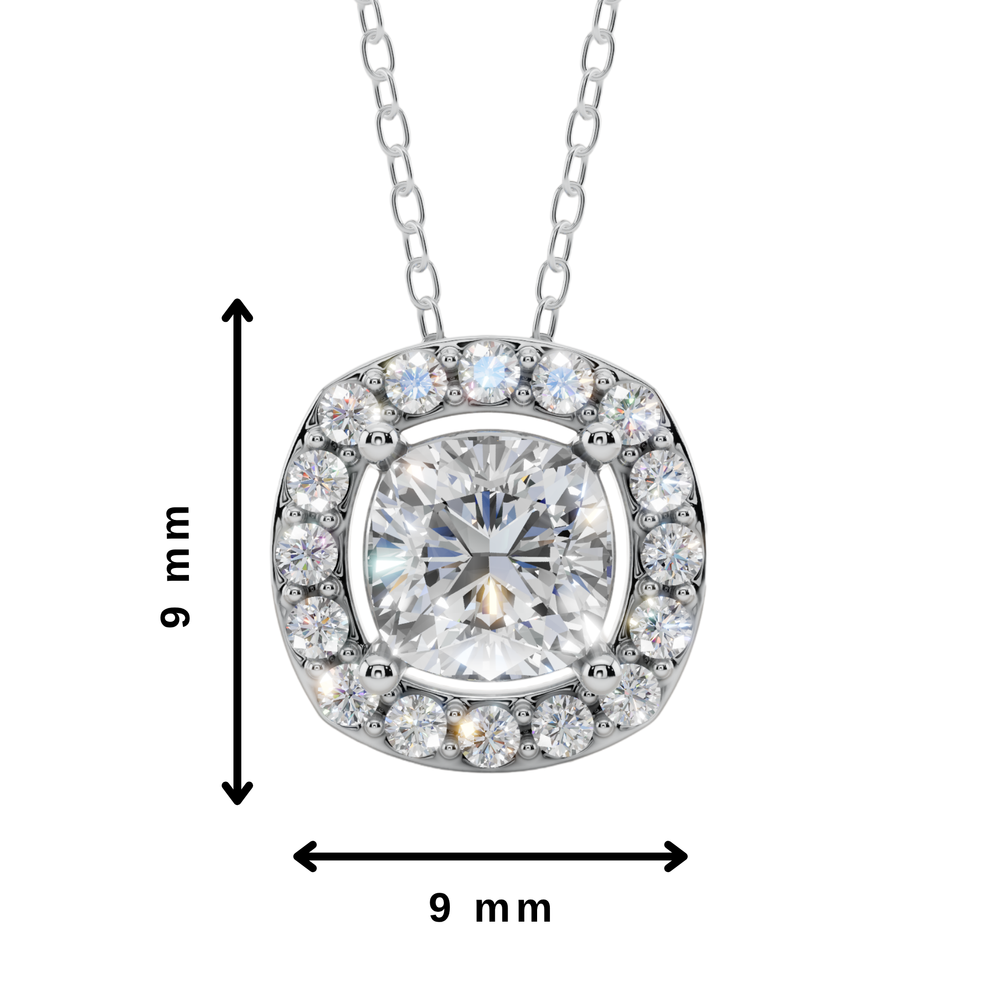 Halo Cushion Pendant Necklace| Velmé