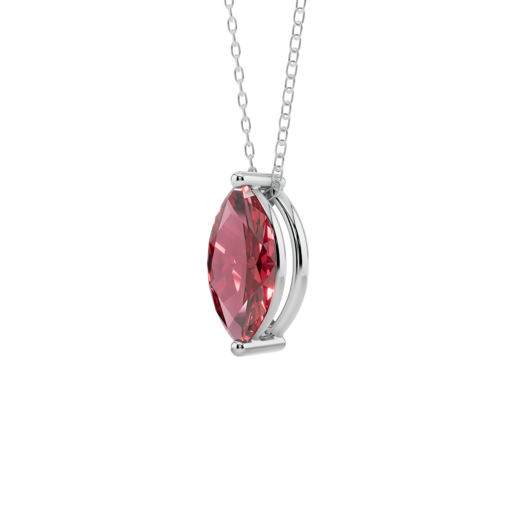 Red Marquise Solitaire 925 Silver Necklace | Velmé